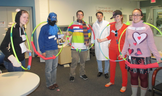 Addgenies dressed up as popular plasmids for Halloween 2012.