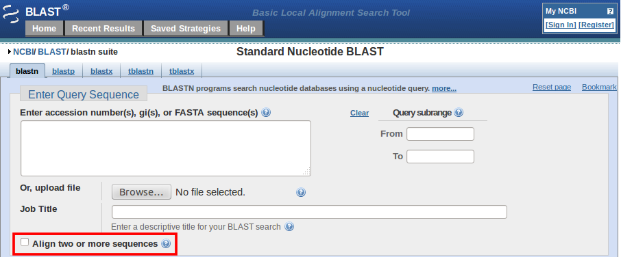 blastn align multiple sequences