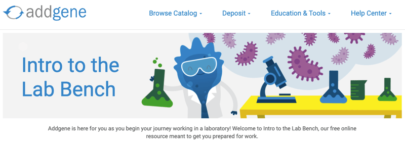 Screenshot of Intro to Lab Bench homepage