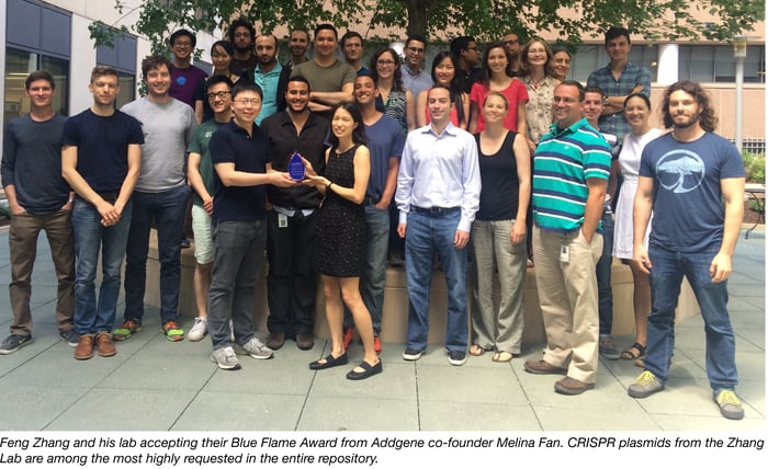 Feng Zhang lab accepts their blue flame award