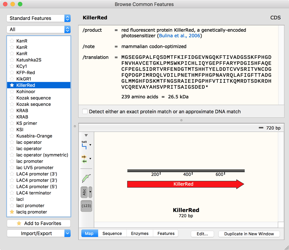 Snapback Gene Identifying Sequence Elements with SnapGene's Feature Database