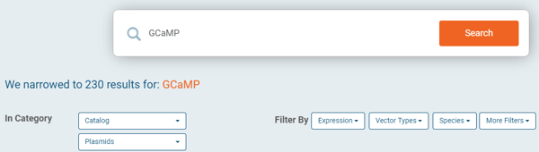 Addgene Gcamp Search 2