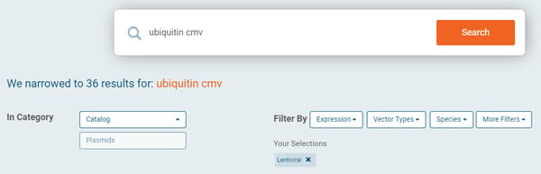 Addgene new search filters 2