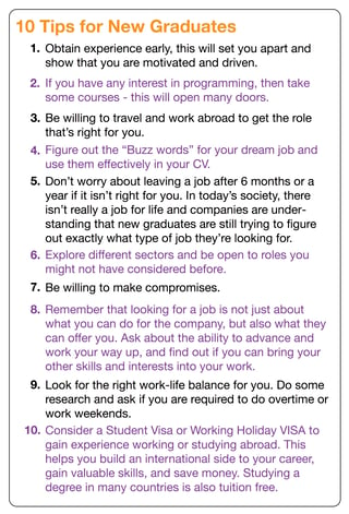 Ten tips for new graduates