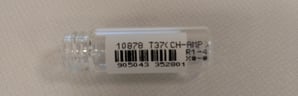barcode on a glass vial for plasmid stabs