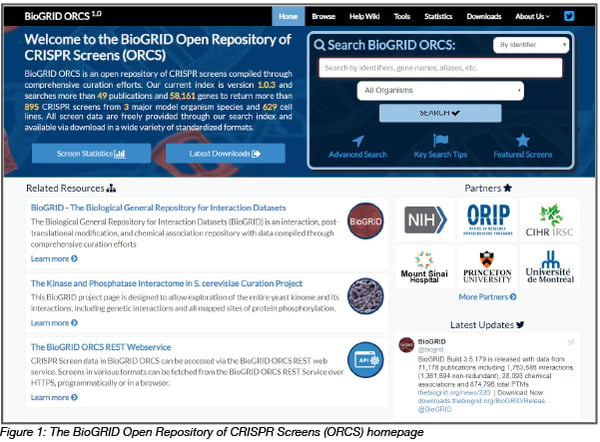 Open Repository of CRISPR Screen homepage