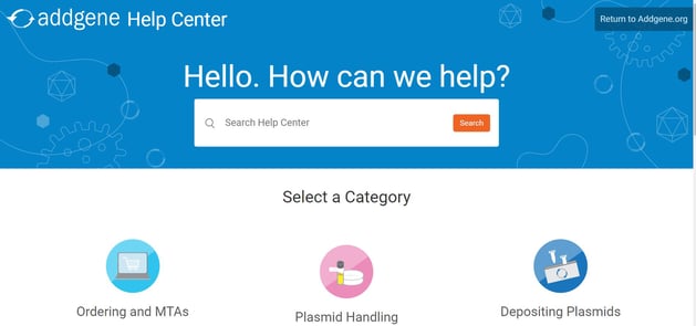 Addgene Help Center Front Page 