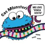 Comic illustrating Cas protein binding a gRNA and target DNA. A proteína Cas é rotulada CasM(onster) e assemelha-se a um monstro de bolachas. Tem uma bolha de citação que diz "Me love GTACAGCCTG""Me love GTACAGCCTG."