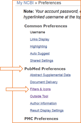 PubMed Preferences