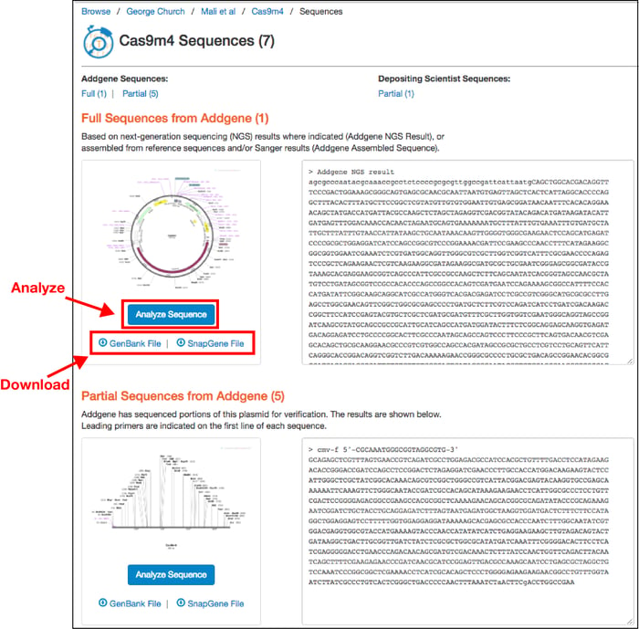 snapgene full and partial sequence