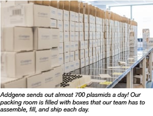 Addgene plasmid shipping boxes
