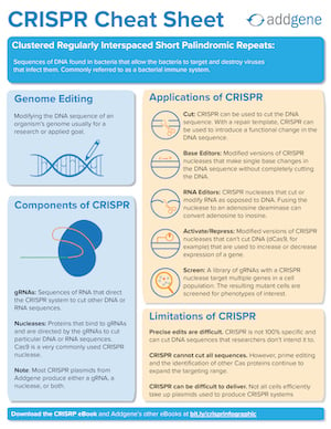 CRISPR cheat sheet as described in the text below