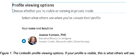 LinkedIn profile viewing options