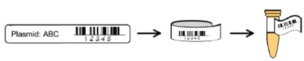 1D Barcodes used at the Addgene repository.