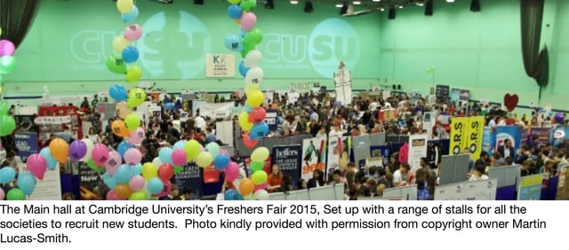 Freshers Fair at Cambridge University in the UK