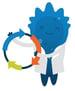 Blugene mascot holding a plasmid icon