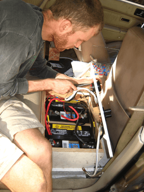 Adding volt meter to car battery Yellowstone sampling