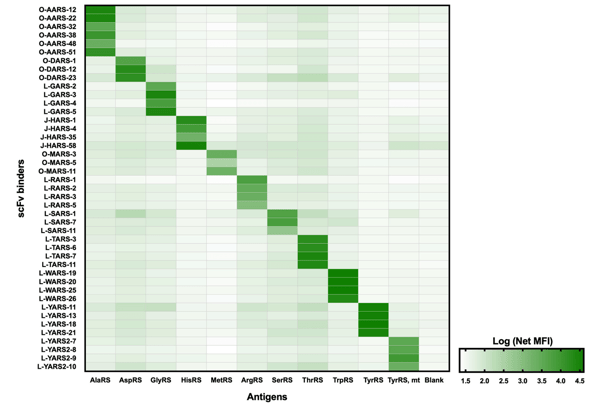 specificity screen results plotting antigens and binders