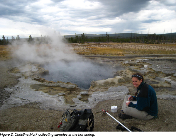 sample collection at yellowstone hot spring