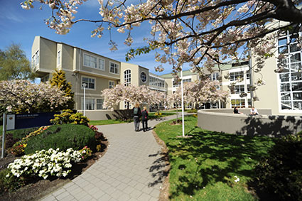 The Owheo building in spring. 